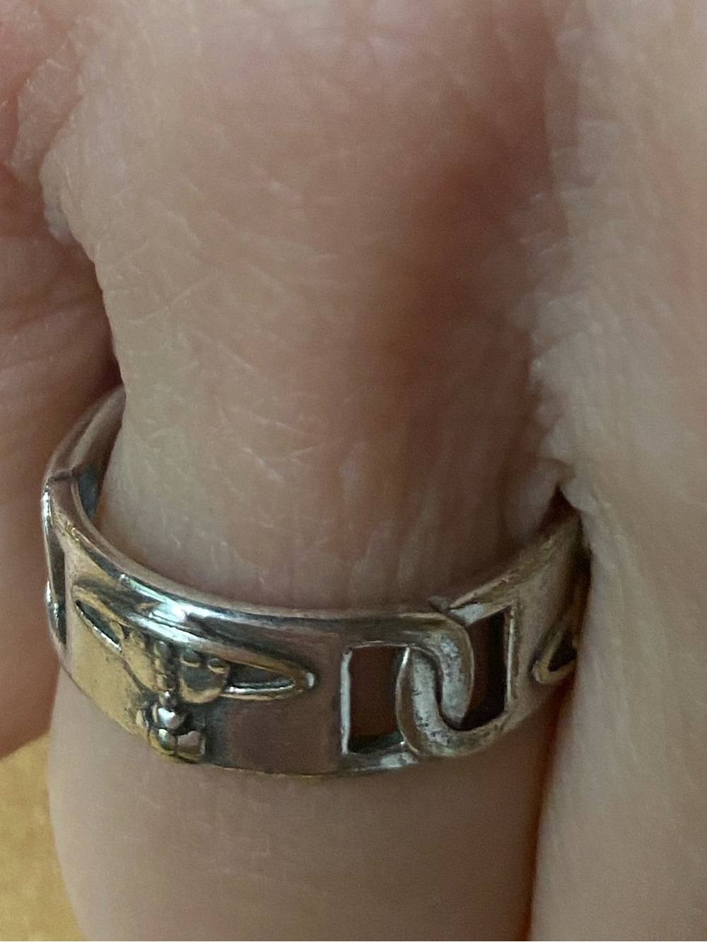 925 Sterling silver open spaceship ring adjustable size 6+